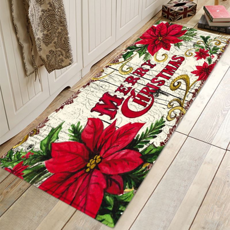 Merry Christmas Area Rug Indoor Soft Flannel Floor Mat Living Room